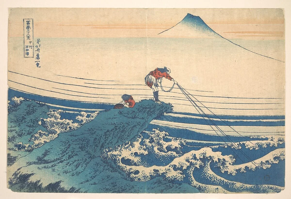 冨嶽三十六景　甲州石班沢|Kajikazawa in Kai Province (Kōshū Kajikazawa), from the series Thirty-six Views of Mount Fuji (Fugaku sanjūrokkei), by Katsushika Hokusai, ink, 1831