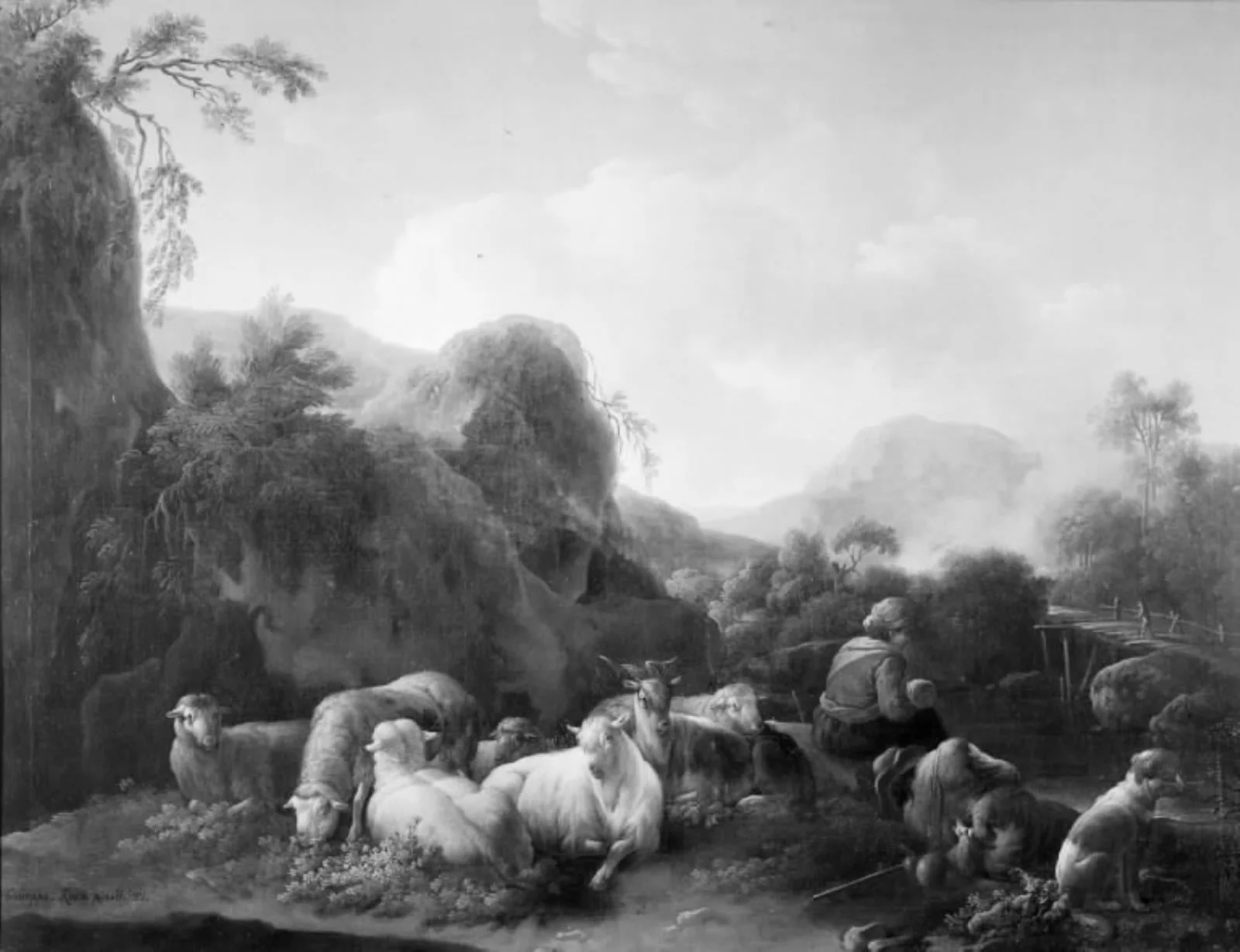 Family of Shepherds in a Mountainous Landscape, by Unknown, unspecified, 1750