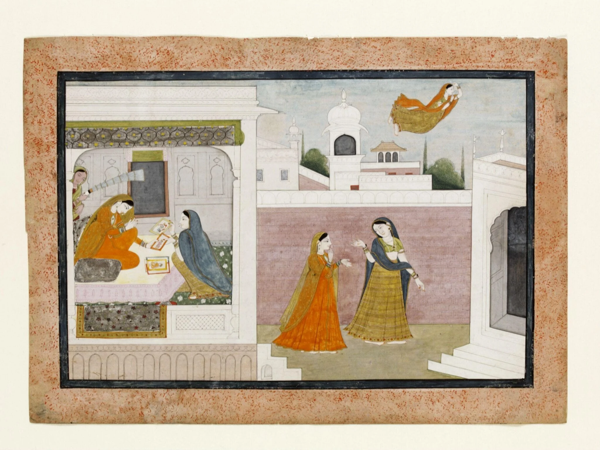 Usha viewing the portrait of Aniruddha, by Unknown, paint, 1820