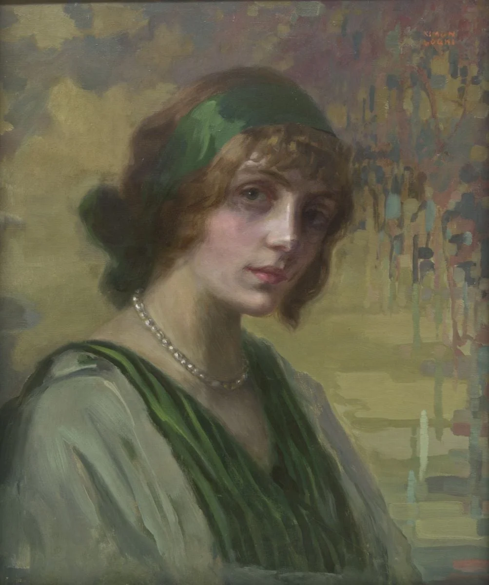 Femeie în verde, by Kimon Loghi, unspecified, 1922