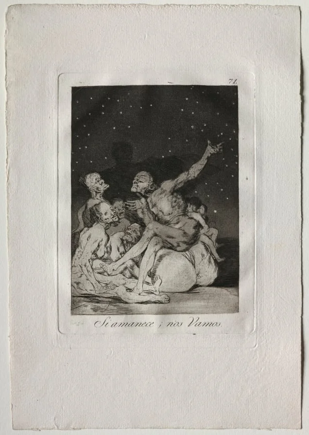 When Day Breaks We Will Be Off, Plate 71, by Francisco Goya, 1799