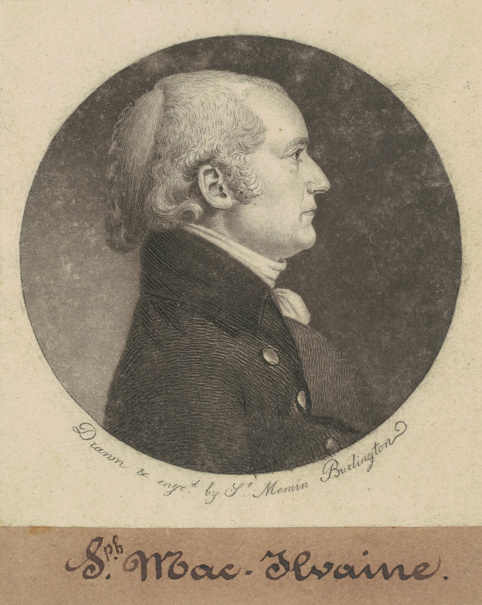 Joseph McIlvaine, by Charles Balthazar Julien Févret de Saint-Mémin, ink, 1798