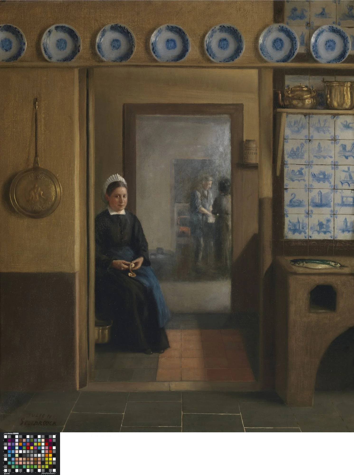 Binnenhuis, by Julien van Speybrouck, oil, 1891