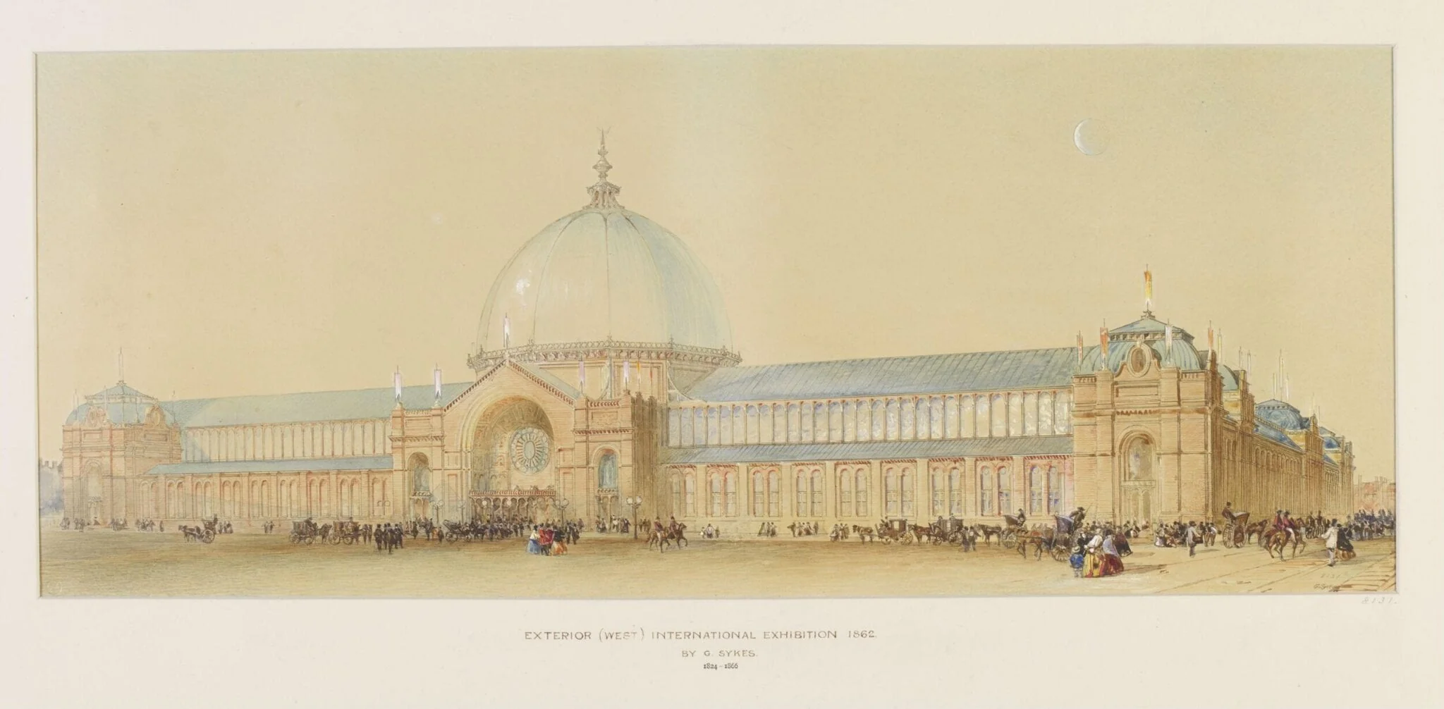 A perspective view of the west front of the International Exhibition 1862