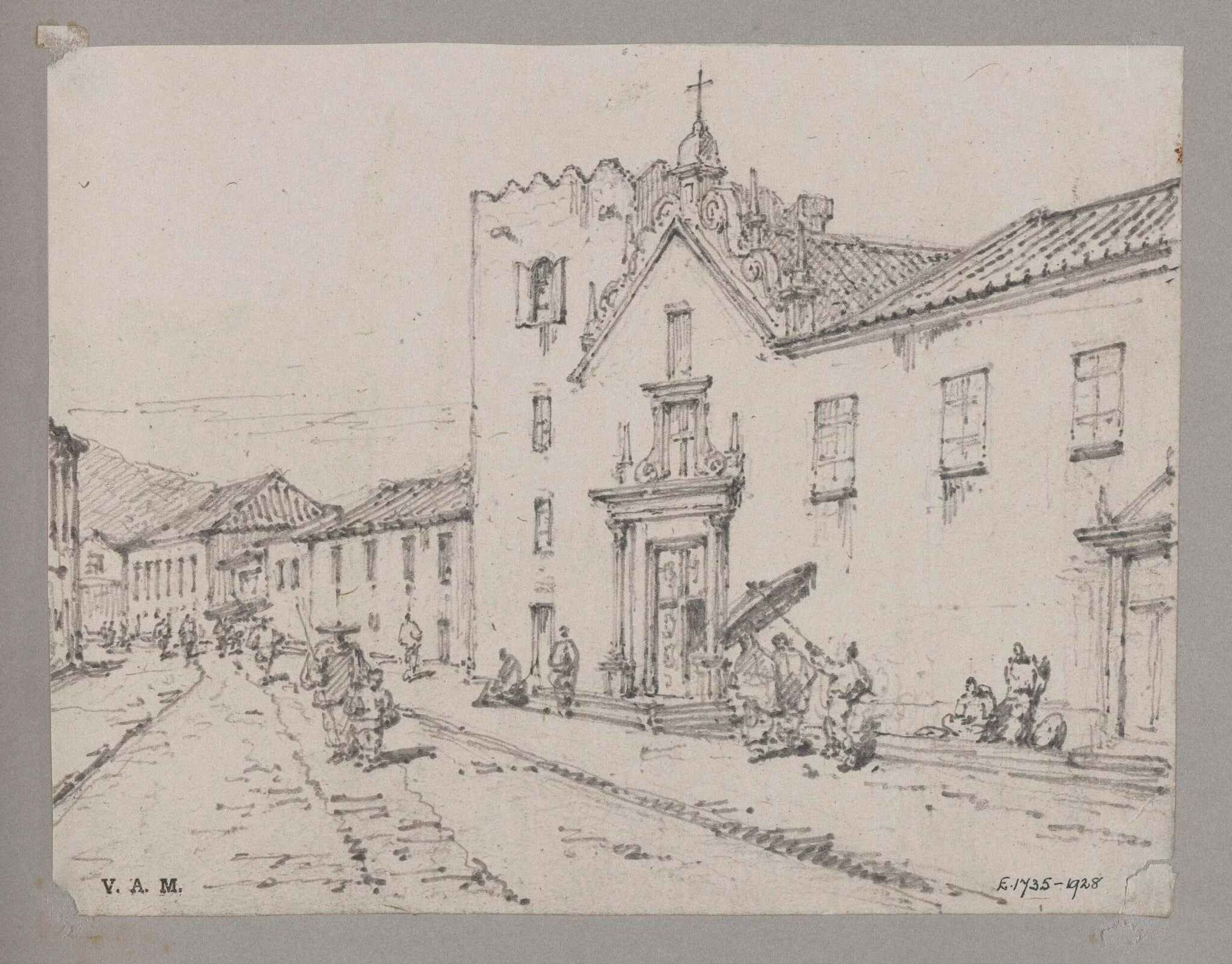 Front of Misericordia Church, Macao, by George Chinnery, 19