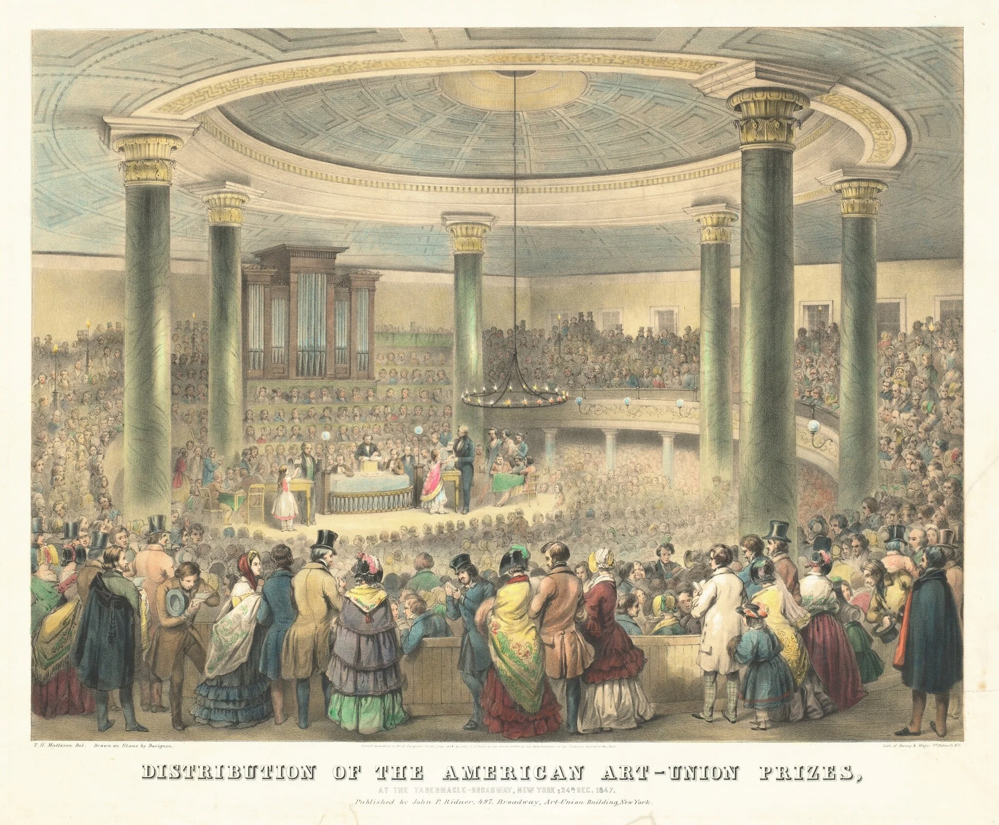 Distribution of the American Art-Union Prizes, by Francis D'Avignon, ink, 1848