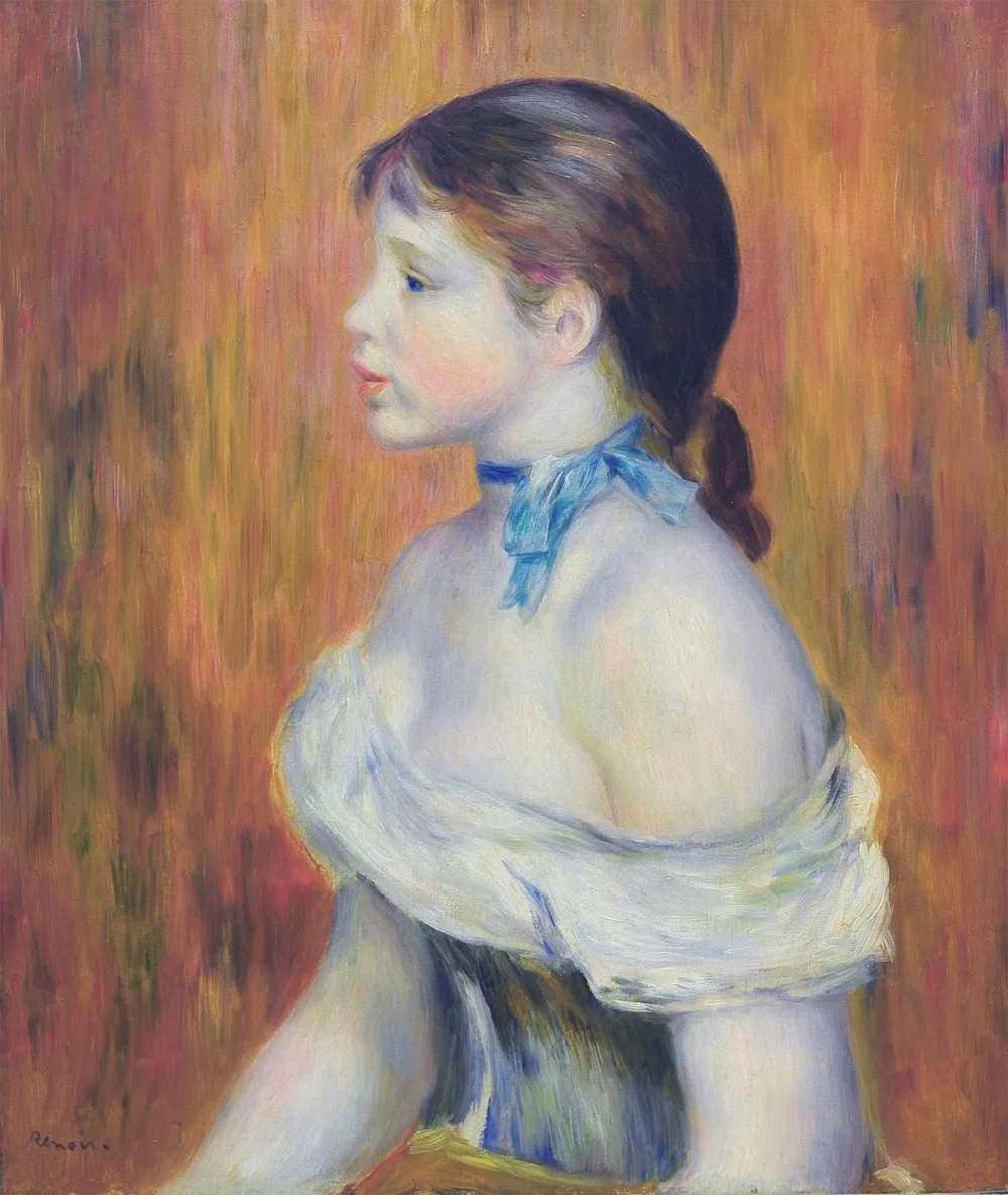 Young Woman with a Blue Choker, by Auguste Renoir, oil, 1894