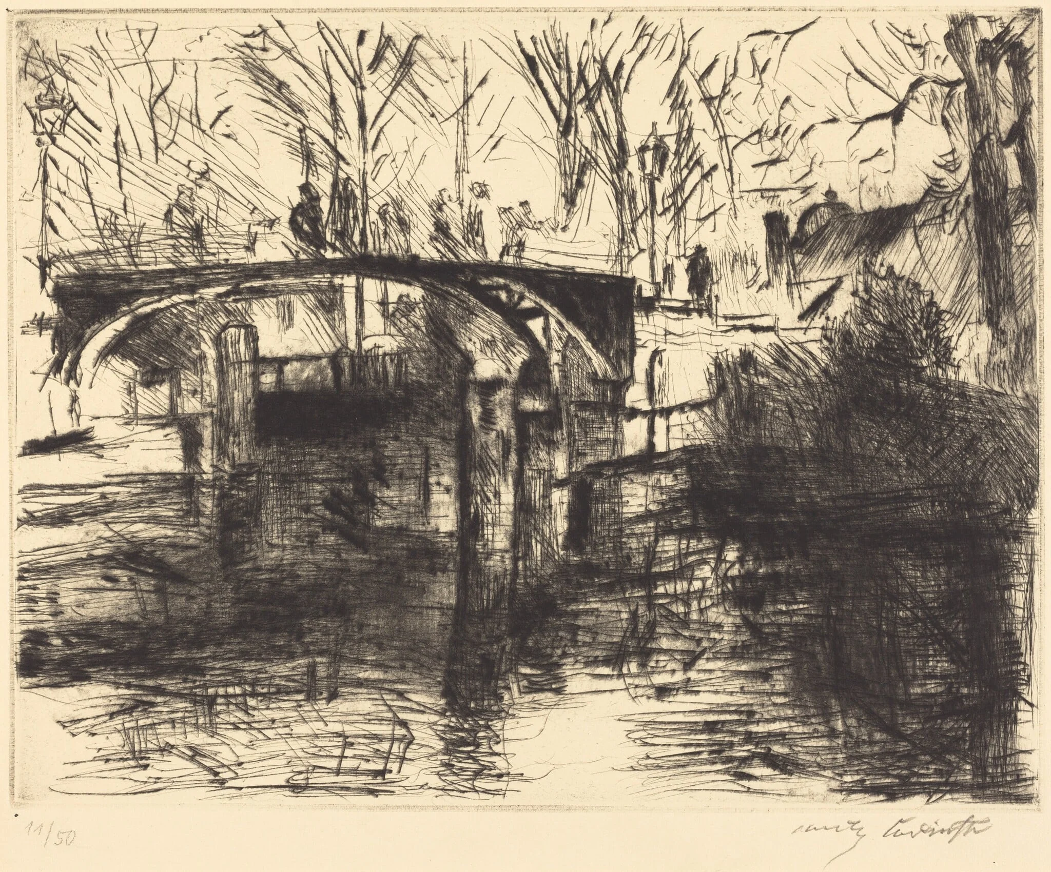 Aus dem Tiergarten (View of the Tiergarten), by Lovis Corinth, ink, 1920