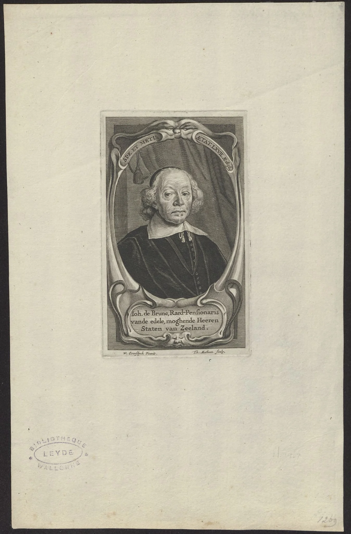 Portrait of Johan de Brune, Raedpensionaris van Zeeland