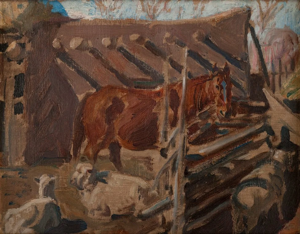 Hevonen ja lampaat, by Akseli Gallen-Kallela, unspecified