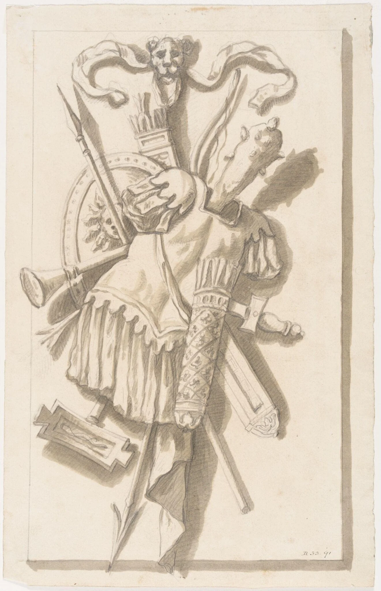 Design for an illusionistic panel in the Great Hall at Blenheim Palace, by James Thornhill, 1716