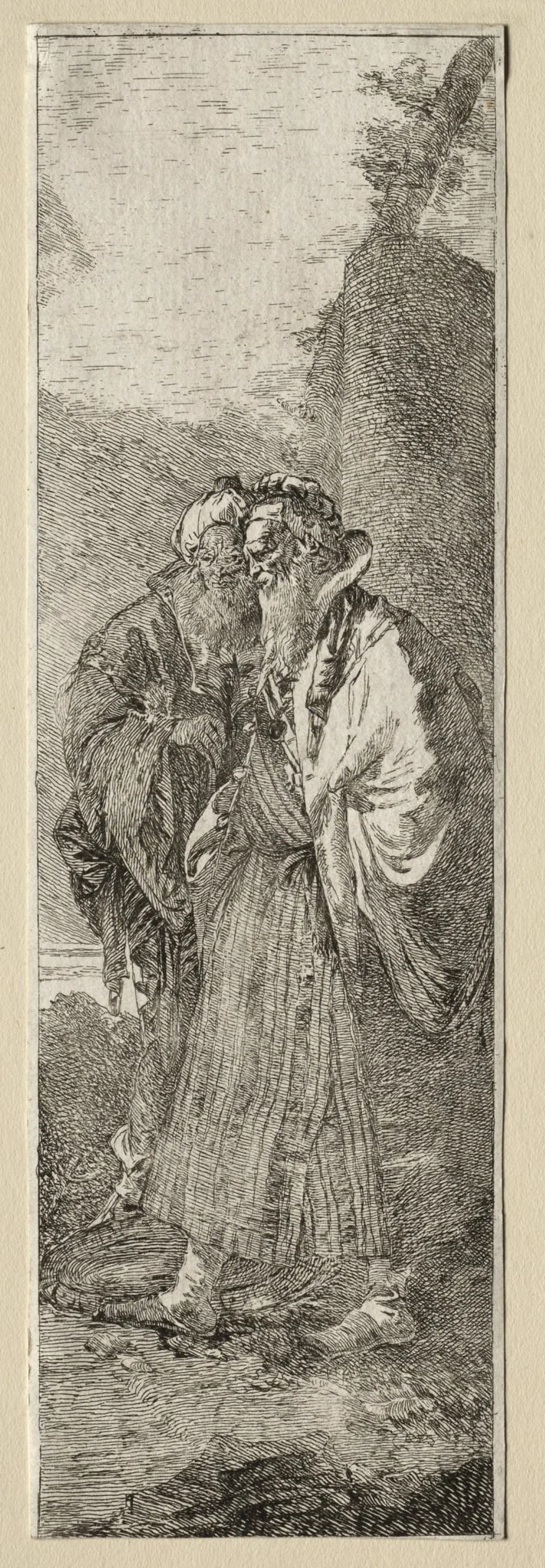Two Old Men in a Landscape, by Giovanni Domenico Tiepolo, 1704