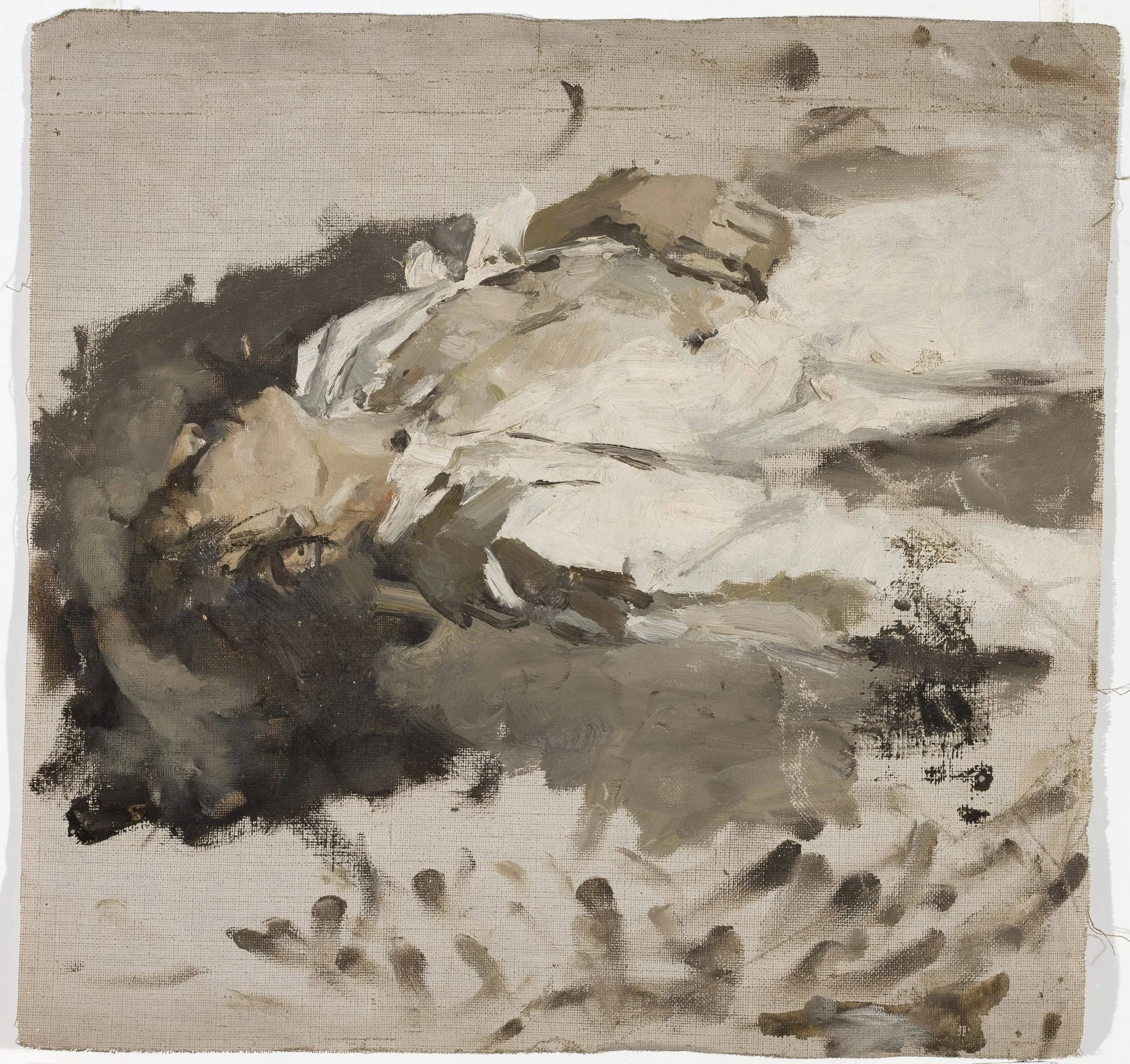 Sketch of a woman in white clothes, by Jan Ciągliński, oil, 1895