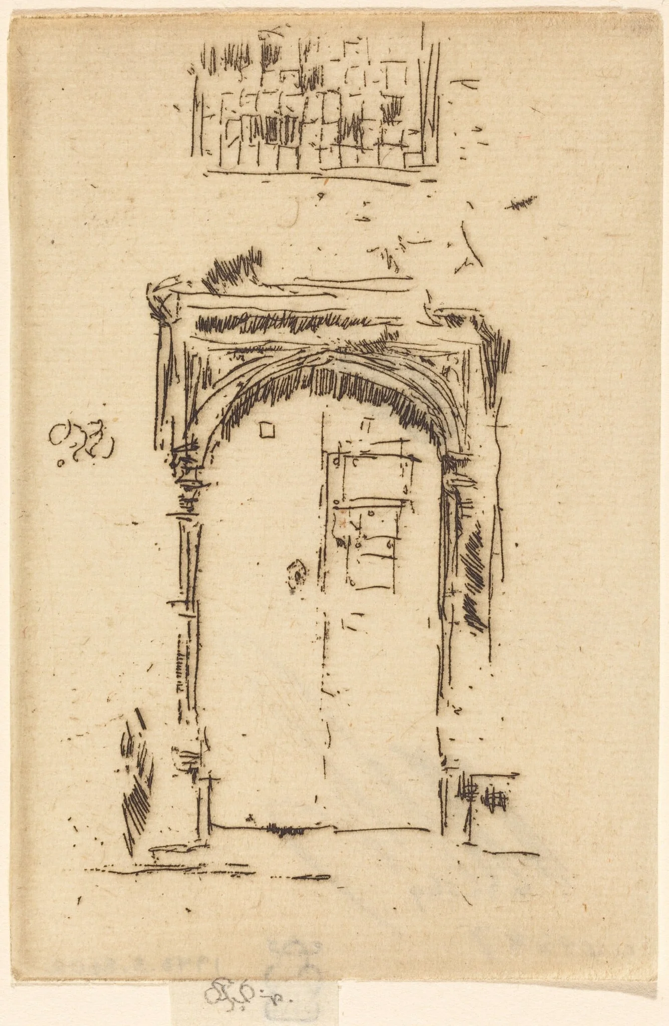 Church Doorway, Edgemere, by James McNeill Whistler, ink, 1868
