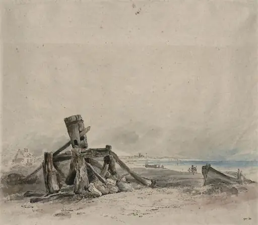 Coast scene with a capstan, probably near Brighton