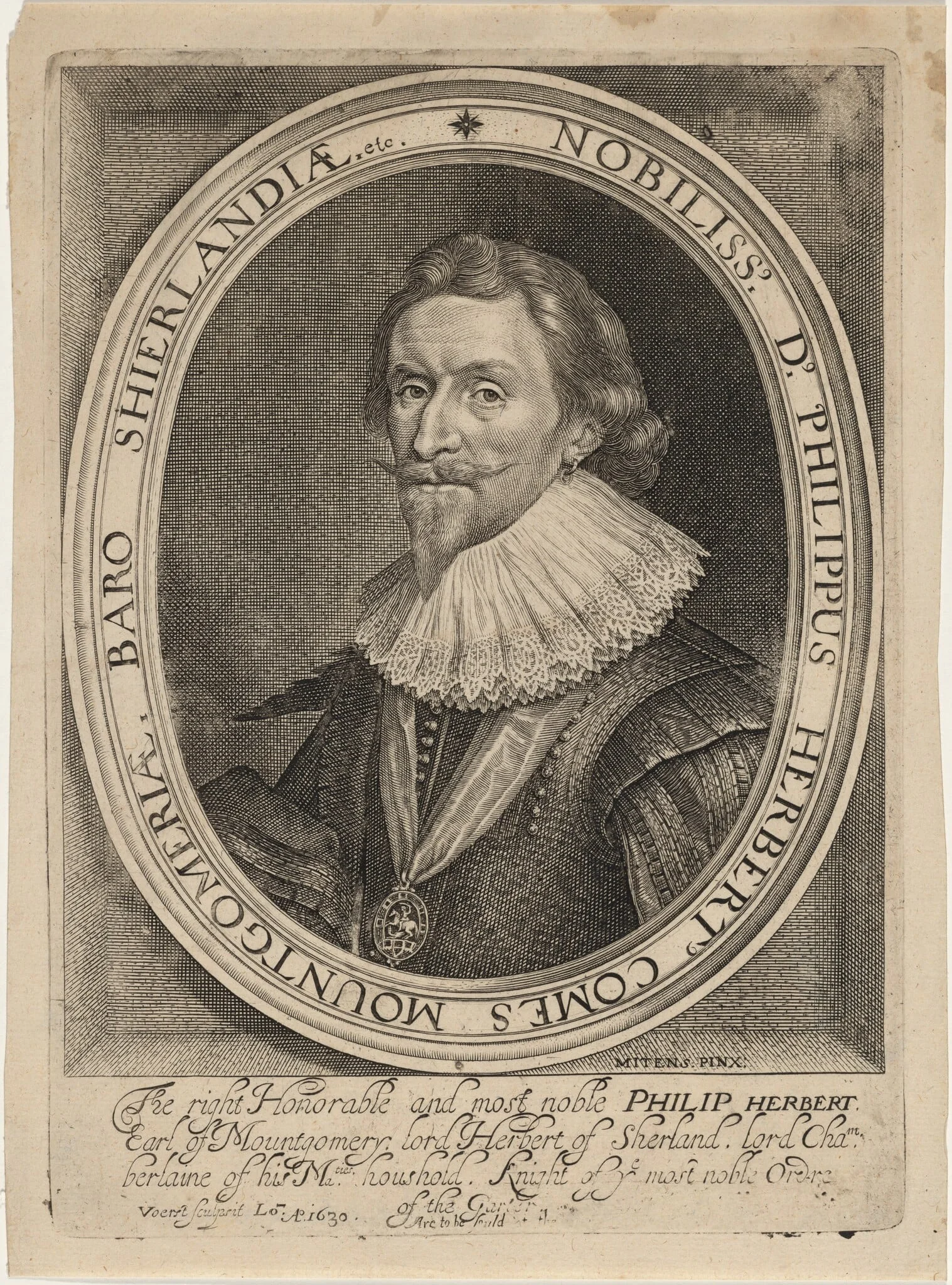 Philip Herbert, Fourth Earl of Pembroke, by Hermann Marx, ink, 1630