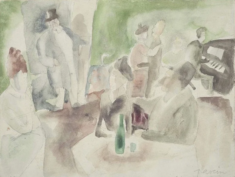 Café scene, by Jules Pascin, watercolor, 1917