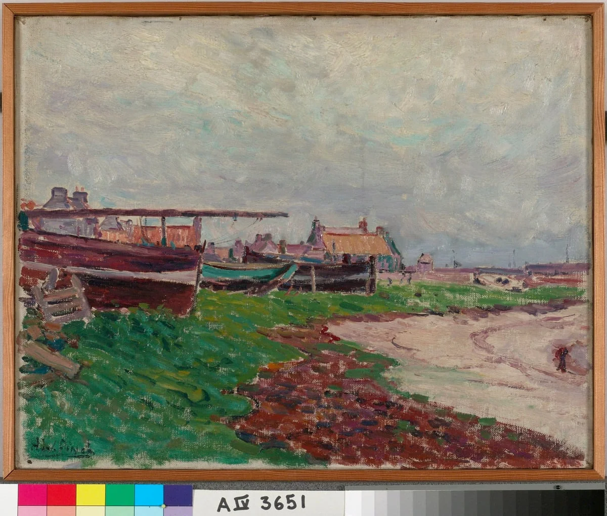 Rantakylä ja veneitä, by Alfred William Finch, unspecified