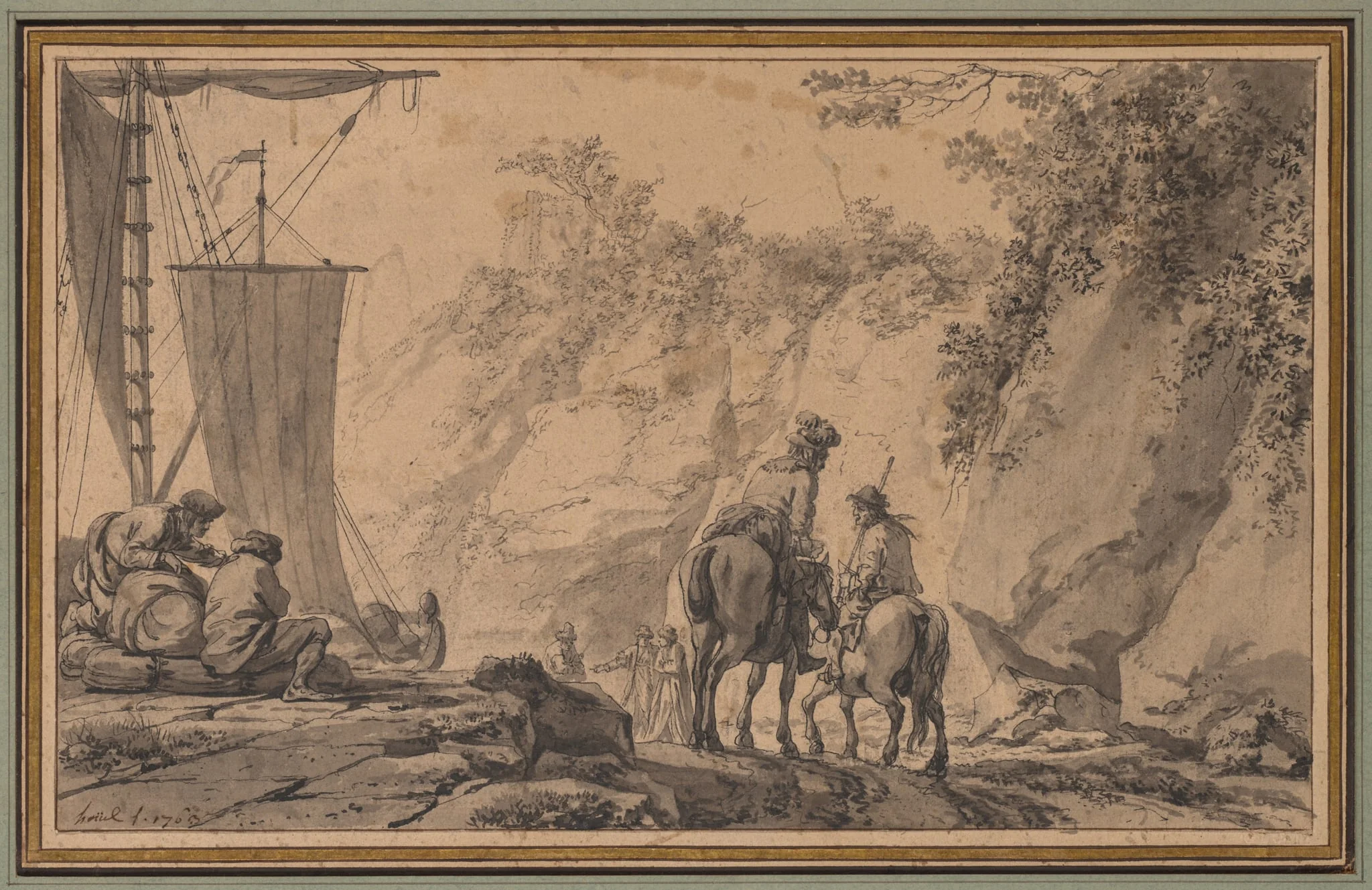 Figures in a Landscape, by Jean-Pierre-Louis-Laurent Hoüel, 1763