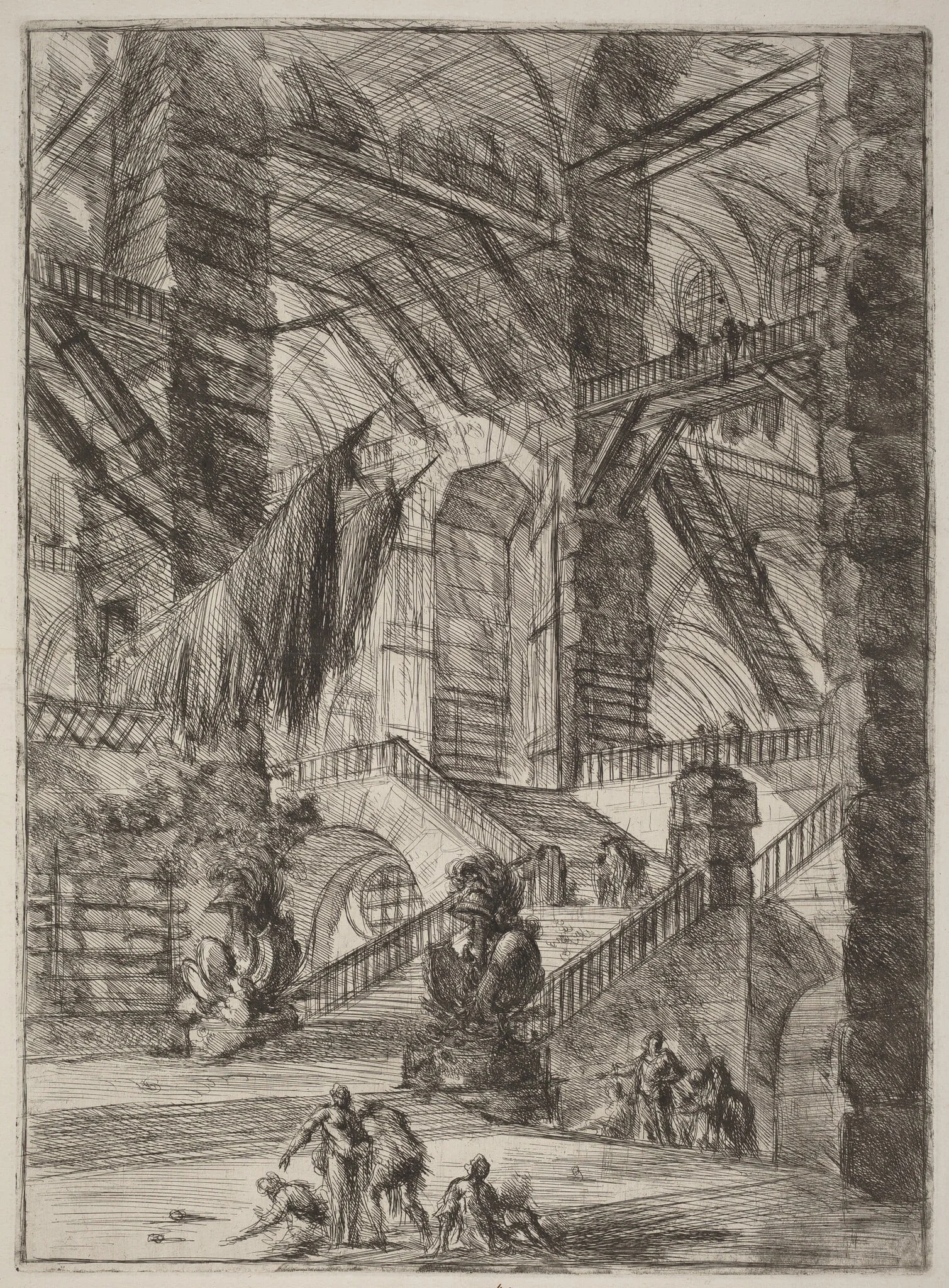 The Staircase with Trophies, by Giovanni Battista Piranesi, ink, 1754