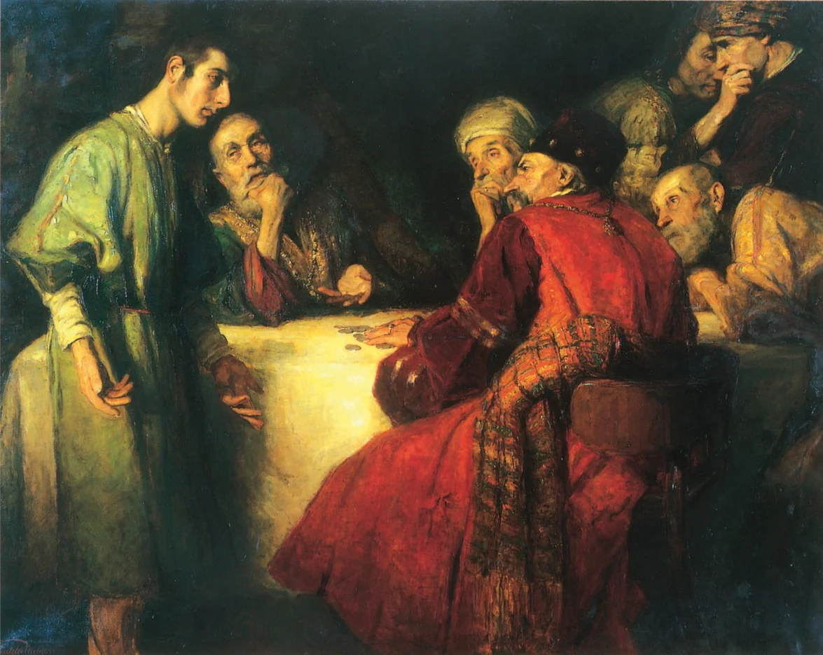 The Thirty Pieces of Silver, by János Pentelei Molnár, oil, 1909