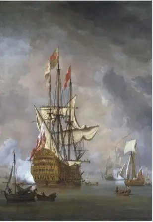 Calm: the English Ship 'Britannia' at Anchor