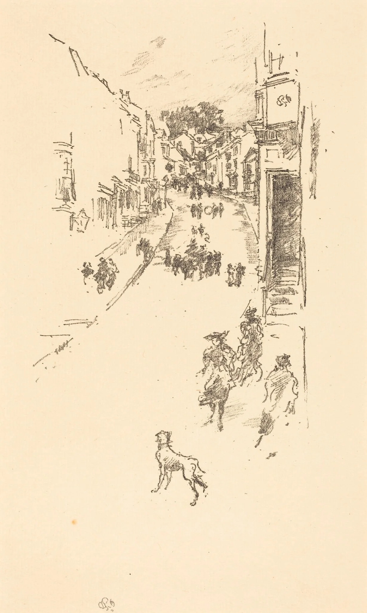 Sunday, Lyme Regis, by James McNeill Whistler, ink, 1895