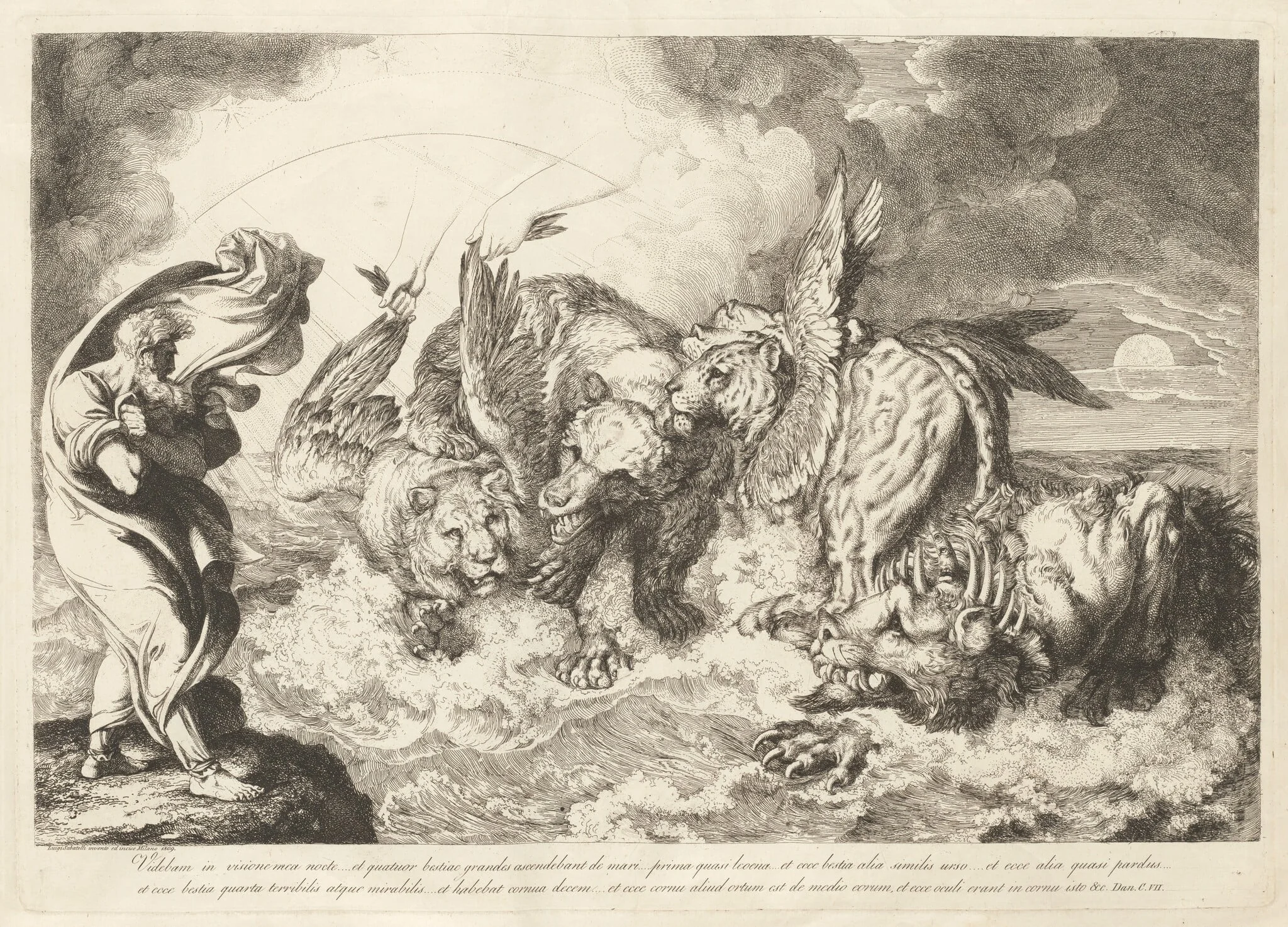 Daniel's Vision, by Luigi Sabatelli I, ink, 1809