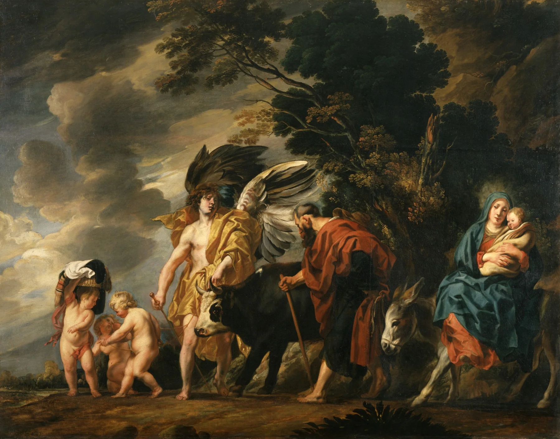 Flight of the Holy Family into Egypt, by Jacob Jordaens, oil, 1647