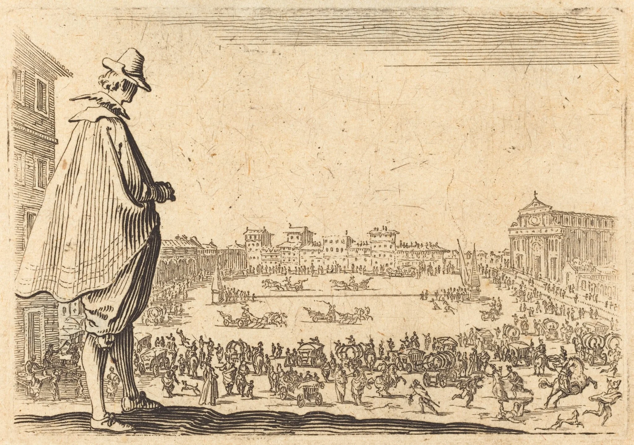 Piazza Santa Maria Novella, Florence, by Jacques Callot, ink, 1622