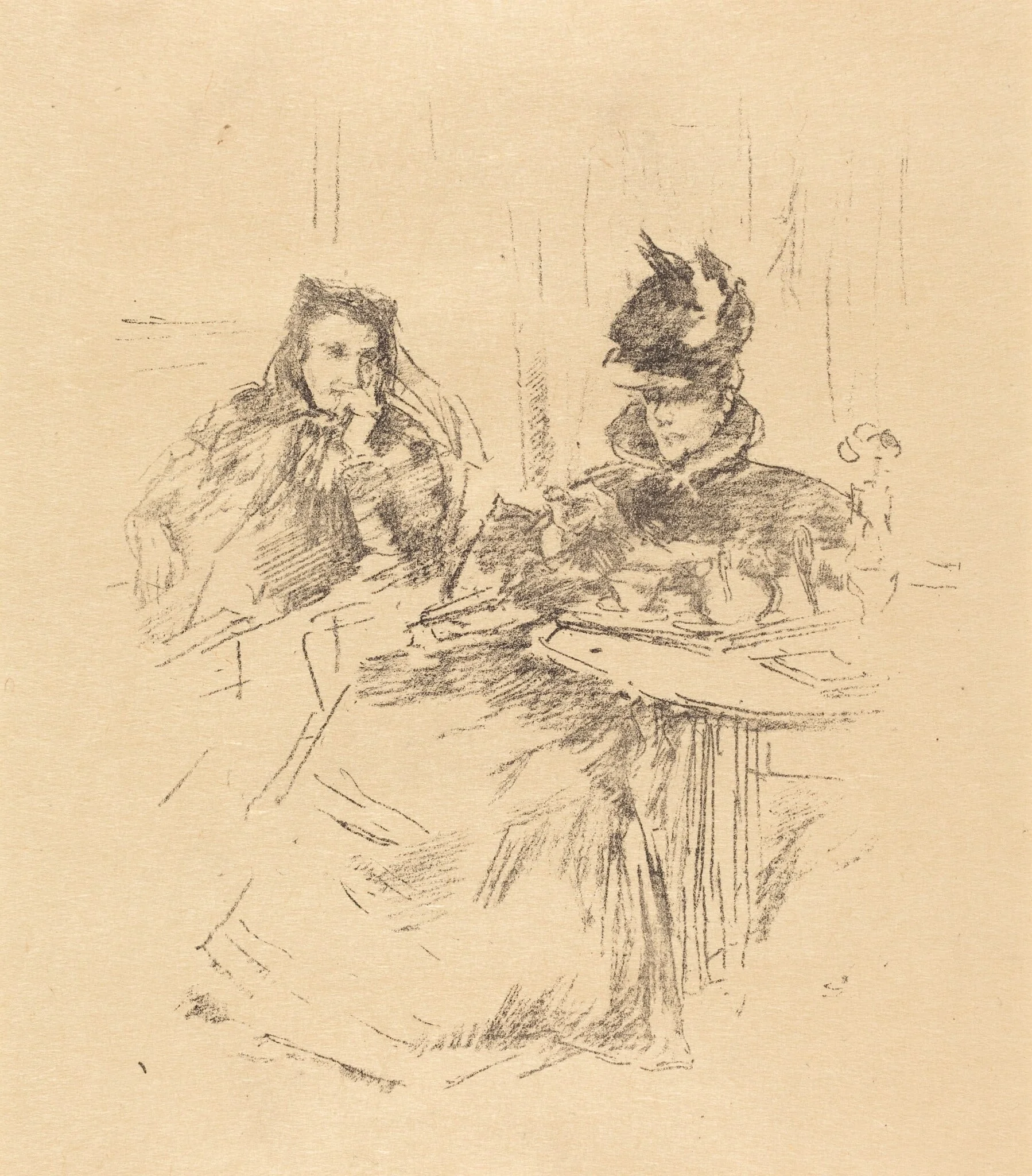 Afternoon Tea, by James McNeill Whistler, ink, 1897