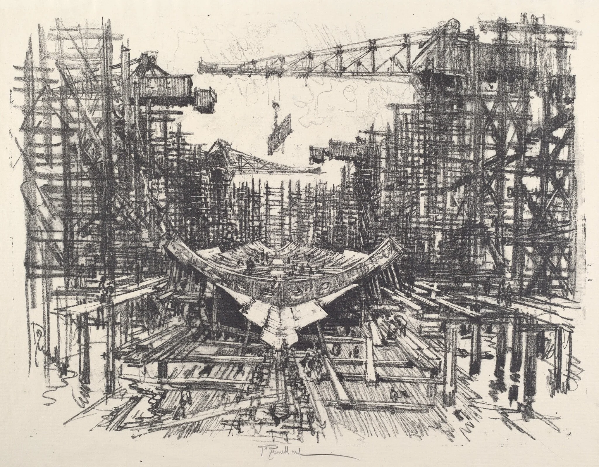 The Keel, by Joseph Pennell, ink, 1917