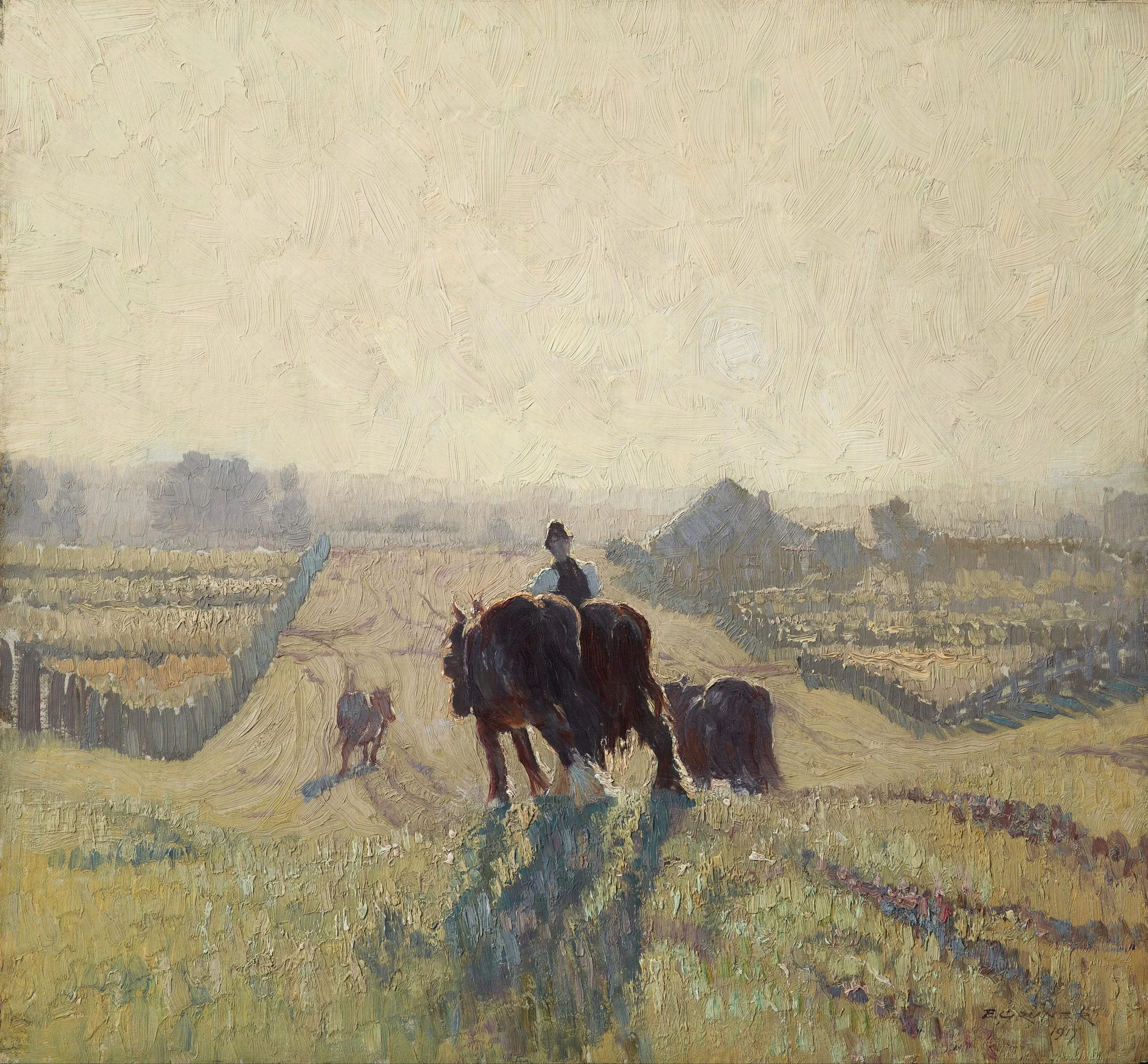 Frosty sunrise, by Elioth Gruner, oil, 1917