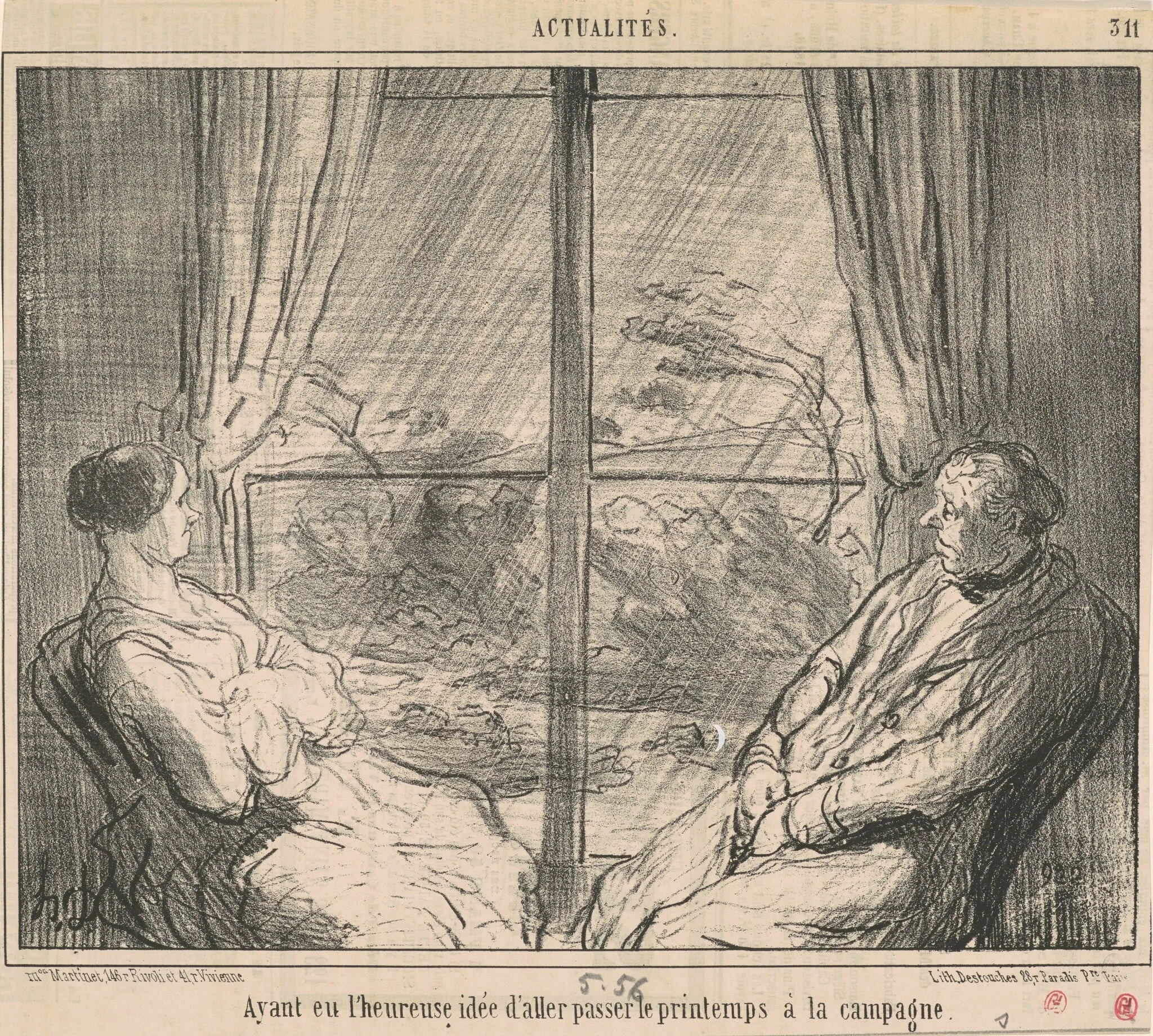 Ayant eu ... l'idée d'aller ..., by Honoré Daumier, ink, 1856