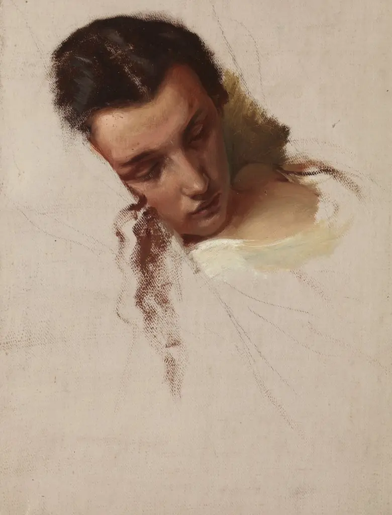 Study to the Painting "The Death of Barbara Radziwiłł" – Head of Quinn Barbara