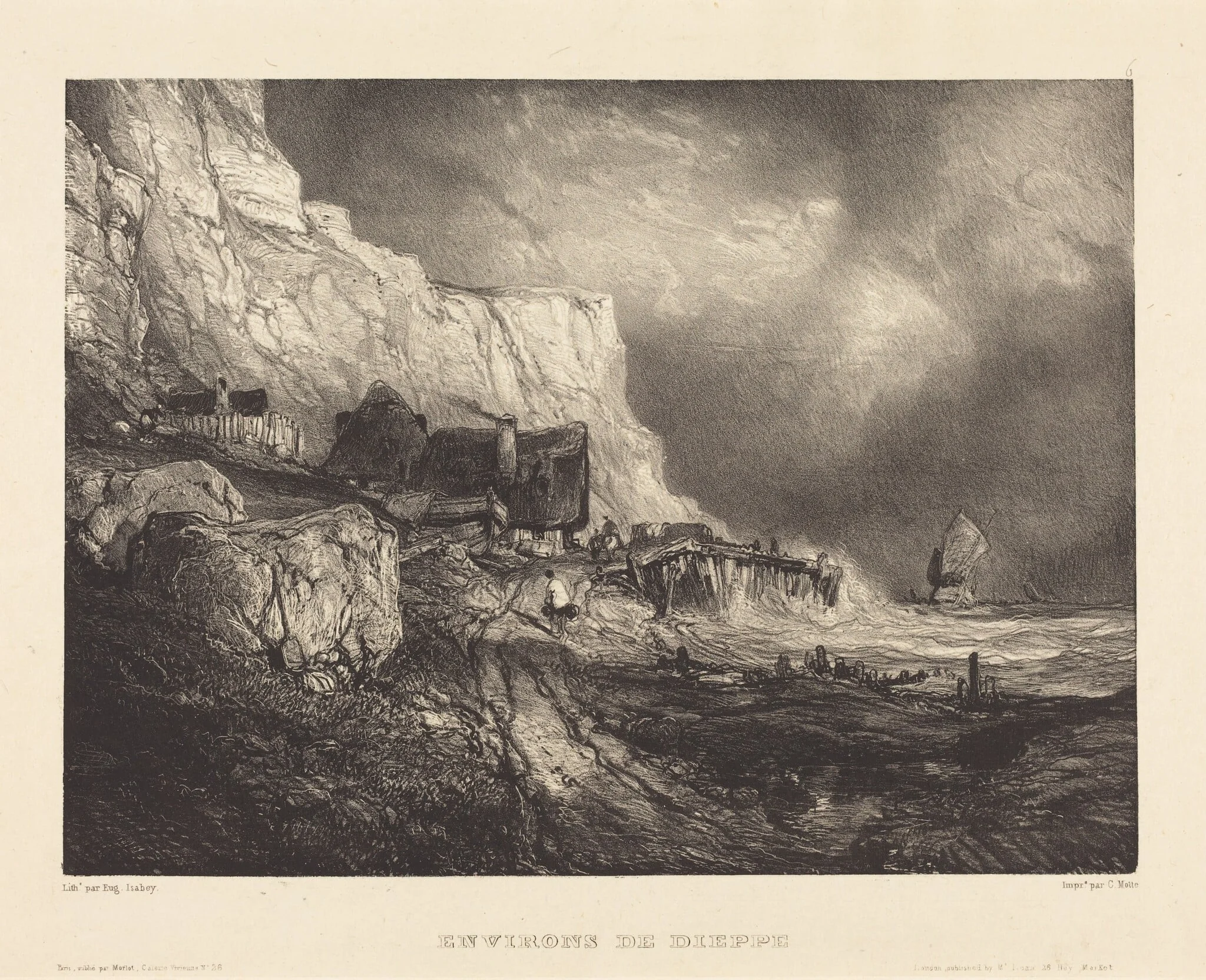 Environs de Dieppe, by Eugène Isabey, ink, 1832