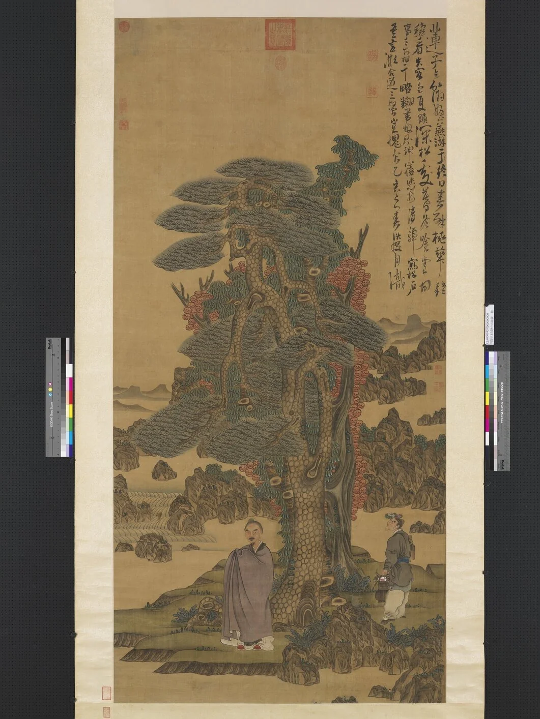 明陳洪綬喬松仙壽圖　軸, by Chen Hongshou, unspecified, 1635