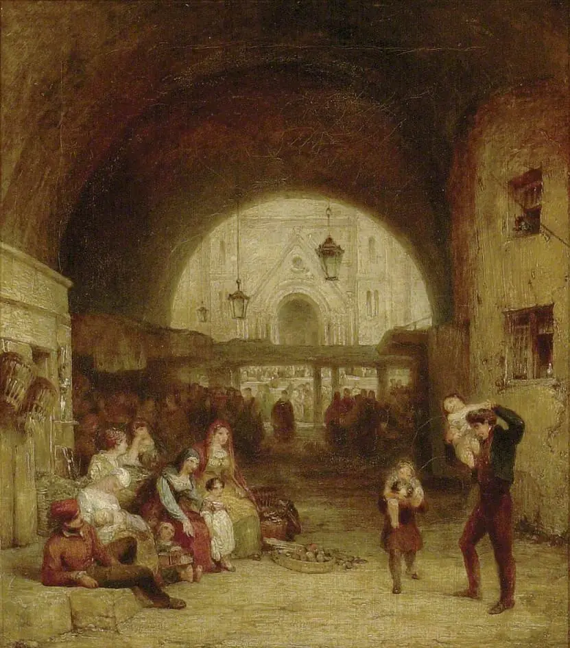 An Archway at Bologna, with the Piazza Maggiore beyond