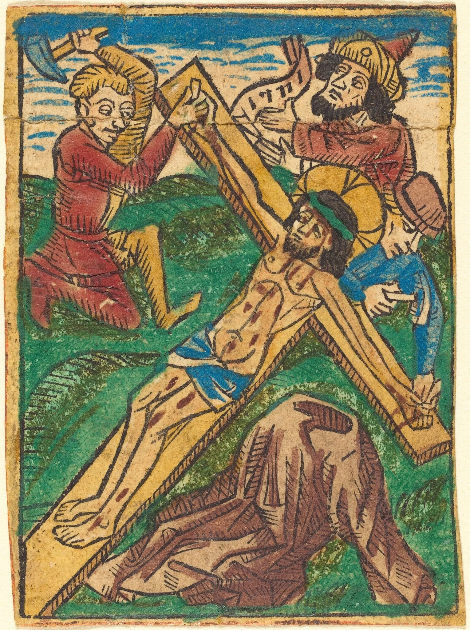 Christ Nailed to the Cross, by German 15th Century, ink, 1490