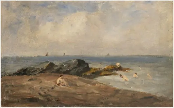 Bathers near Rocks