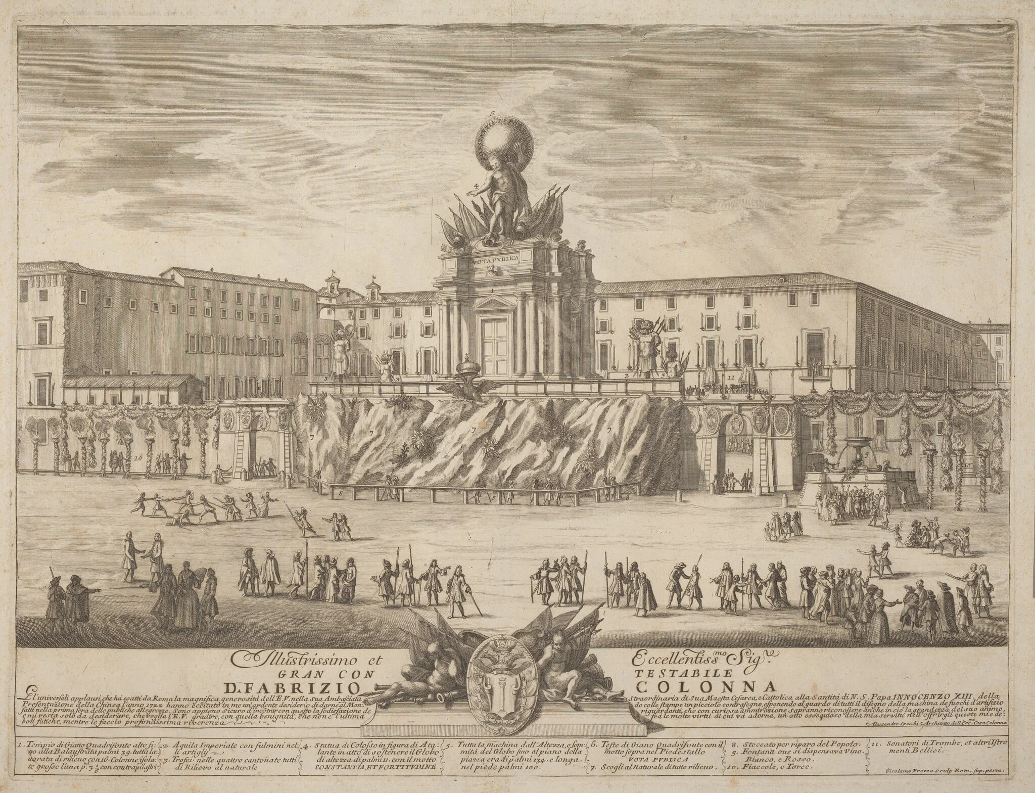 The Prima Macchina for the Chinea of 1722: The Temple of Janus, by Giovanni Girolamo Frezza, ink, 1722