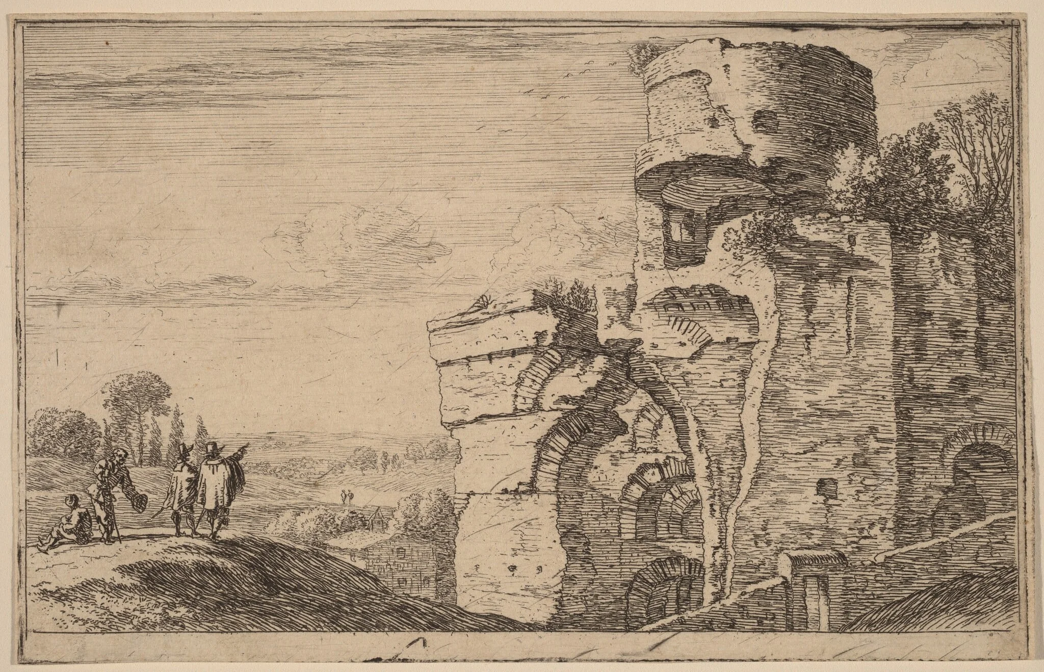 Ruins on the Palatine Hill, by Herman van Swanevelt, ink, 1628