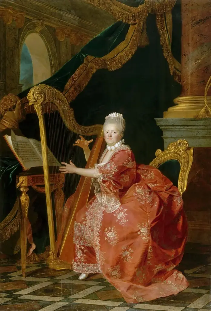 Portrait of Princess Victoire of France playing her harp