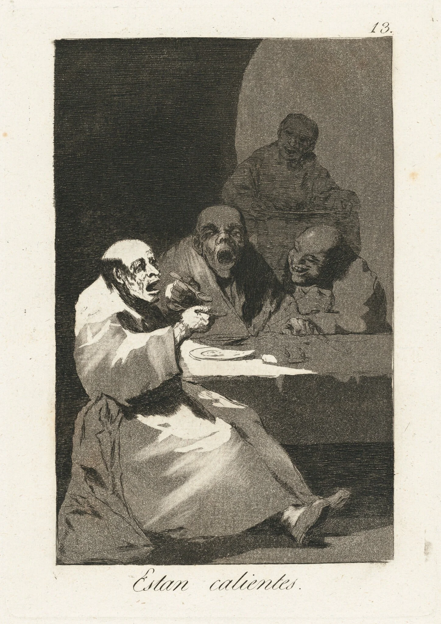Estan Calientes (They Are Hot), by Francisco Goya, ink, 1799