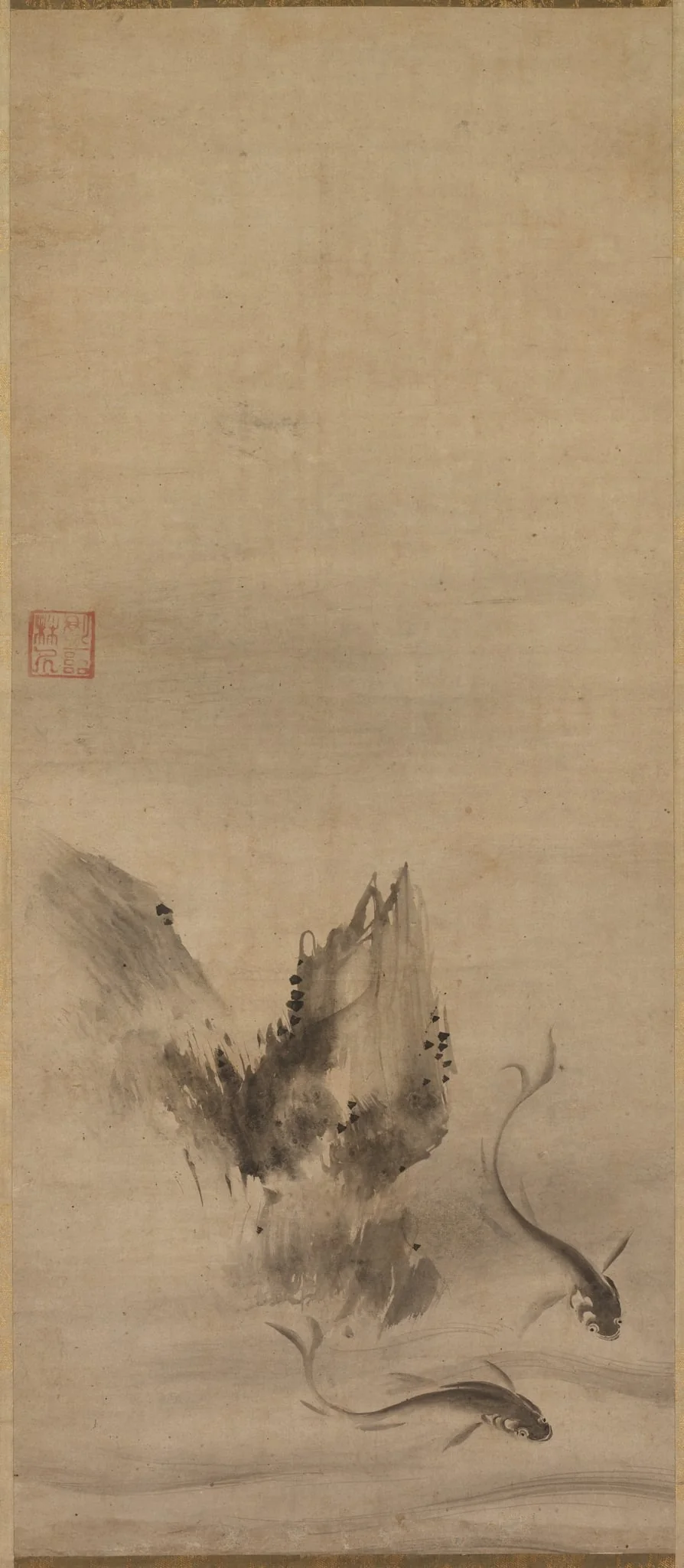 Fish and Rock, by Rinkyo, unspecified, 1536