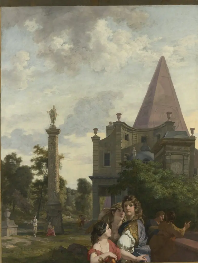 Italian landscape with three women in the foreground
