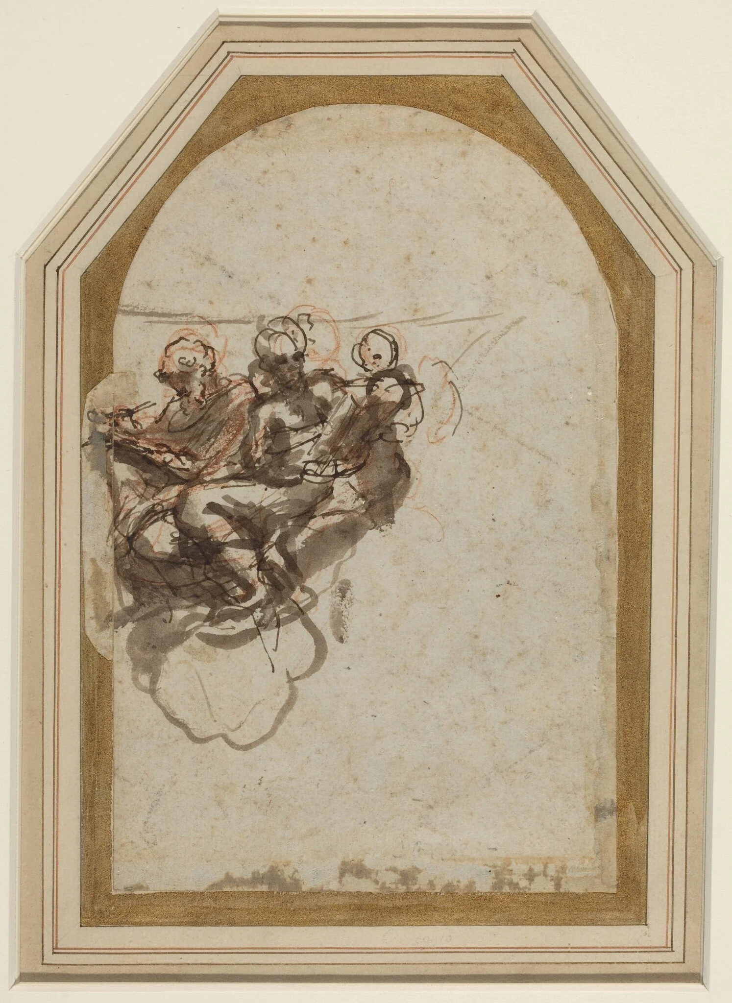 Saint Matthew and Saint Jerome [verso], by Correggio, ink, 1524
