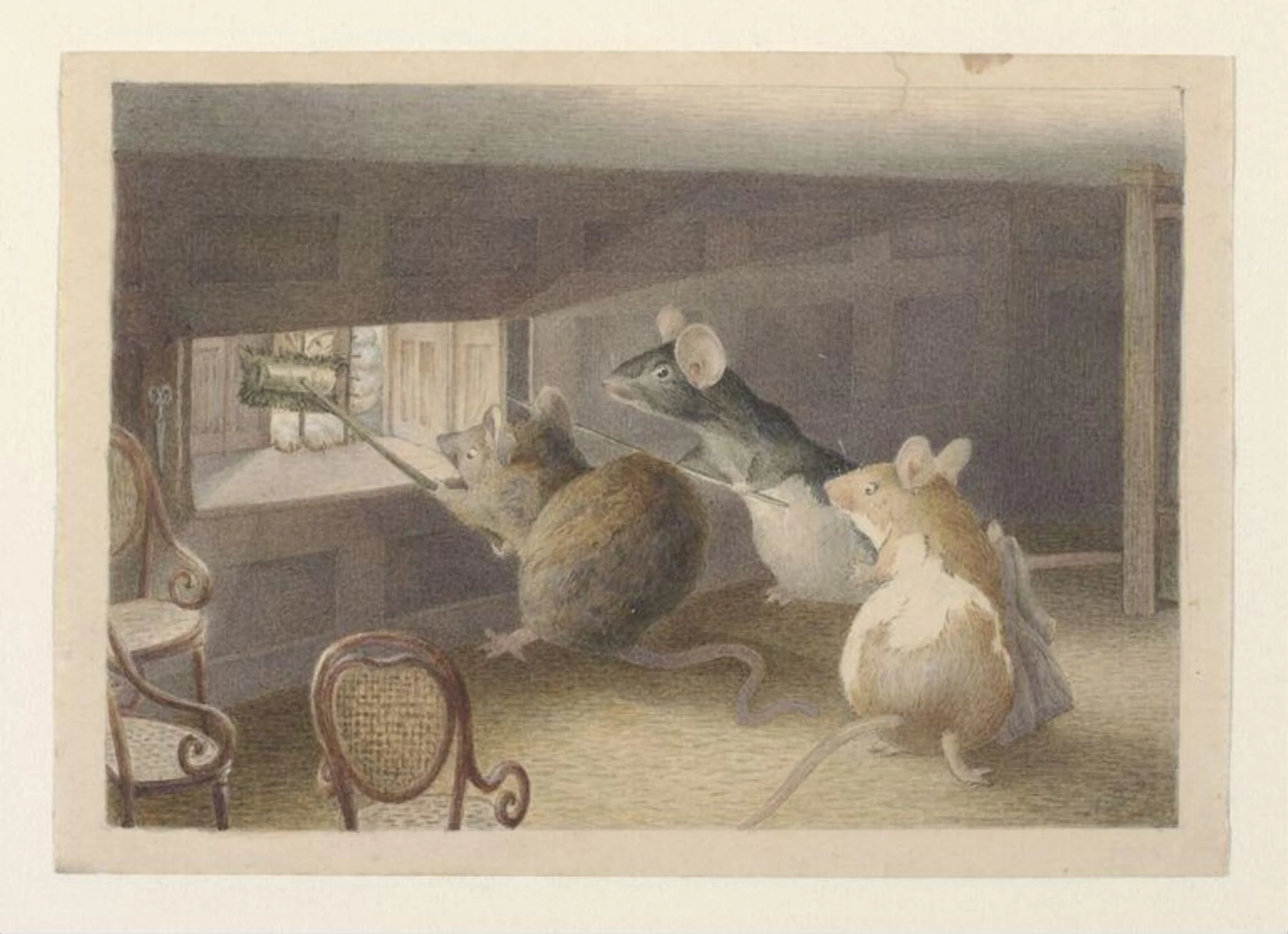 'Shall I come in, and cur off your threads?', by Beatrix Potter, watercolor, 1892