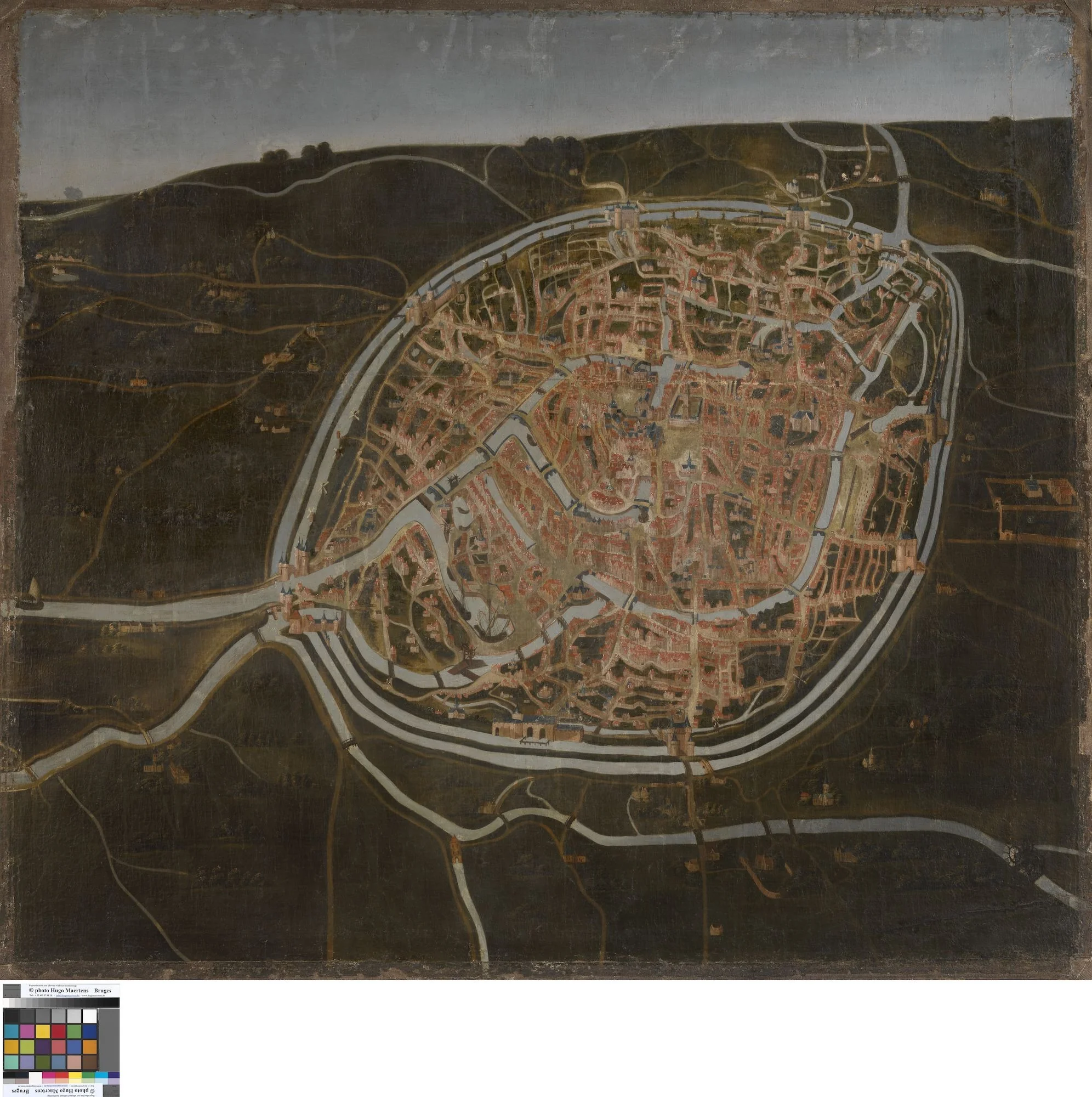 Map of Bruges, by Unknown, oil, 1546