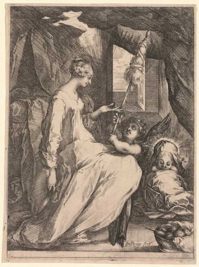 The Virgin and Child with Distaff and an Angel, by Jacques Bellange, 1612